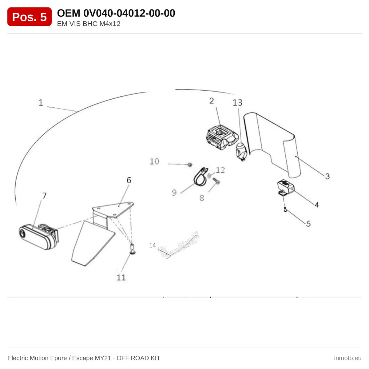 EM VIS BHC M4x12 – Electric Motion Epure / Escape MY21 exploded view, off road kit, pos. 5