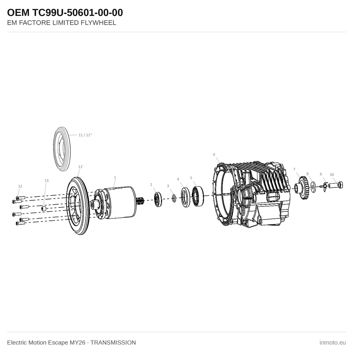 EM FACTORE LIMITED FLYWHEEL – Electric Motion Escape MY26 exploded view, transmission