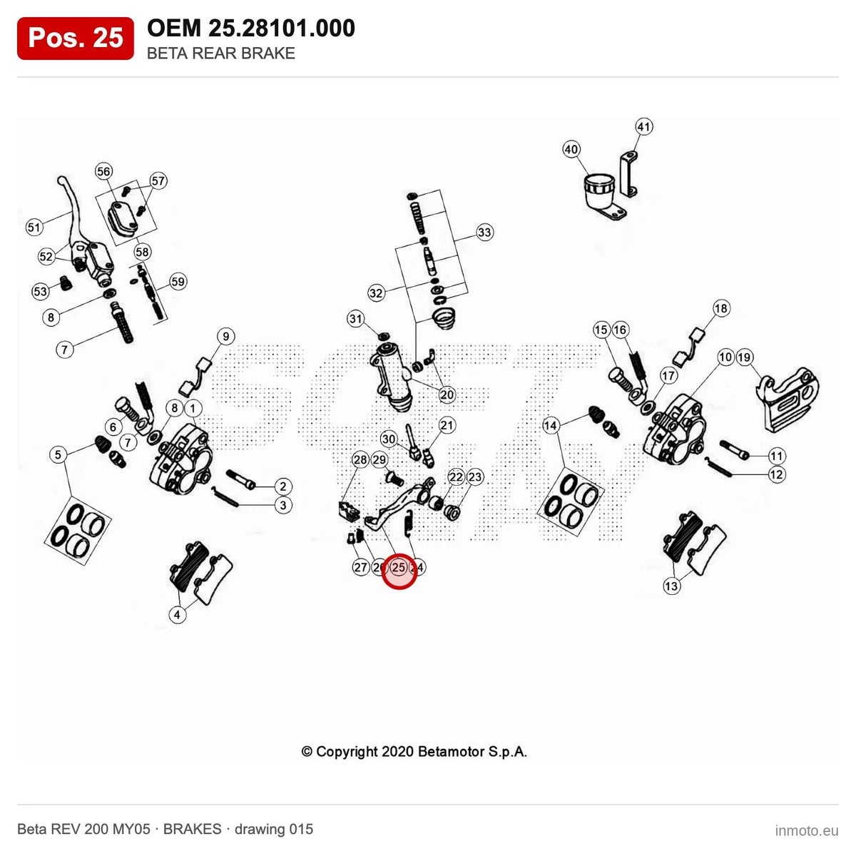 BETA REAR BRAKE – OEM 25.28101.000, position 25 on the Beta REV 200 MY05 brakes drawing