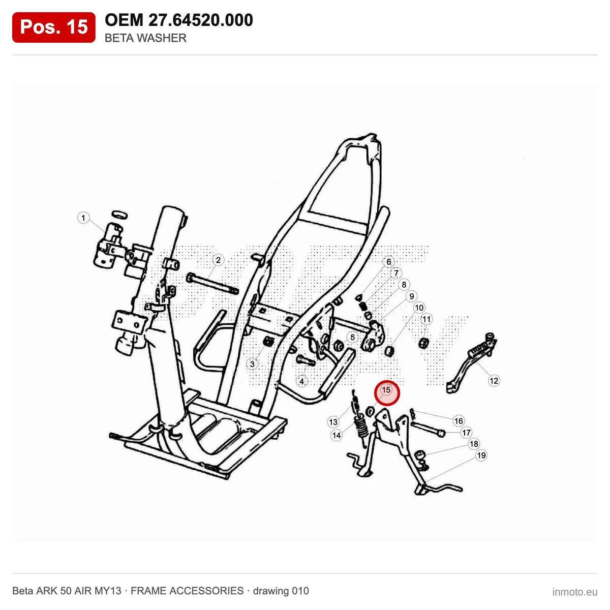 BETA WASHER – OEM 27.64520.000, position 15 on the Beta ARK 50 AIR MY13 frame accessories drawing