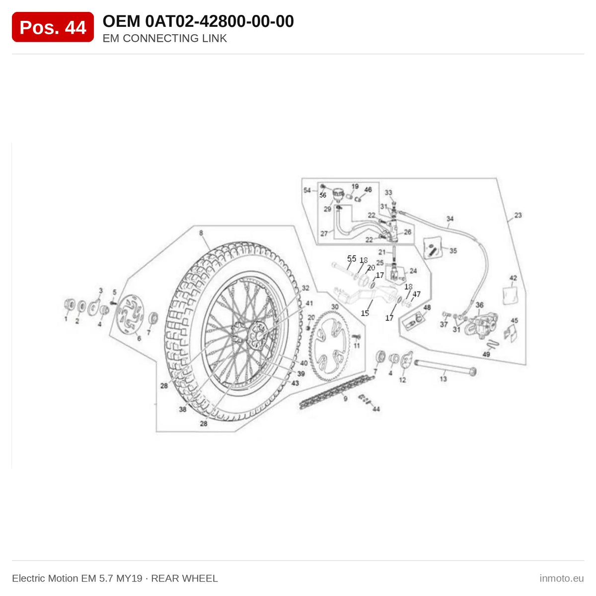 EM CONNECTING LINK – Electric Motion EM 5.7 MY19 exploded view, rear wheel, pos. 44