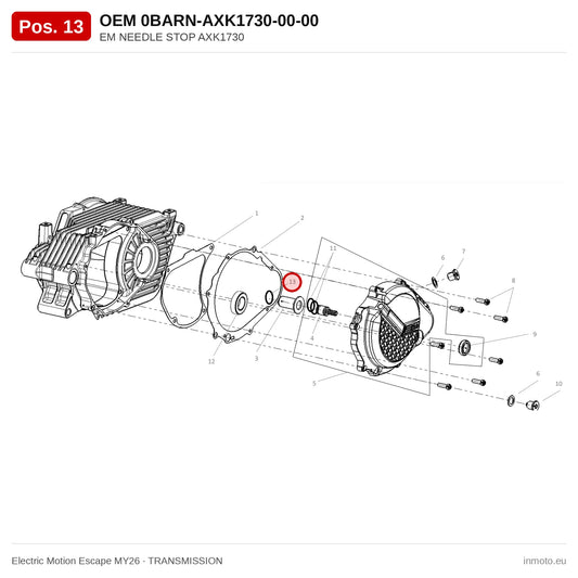 EM NEEDLE STOP AXK1730 – Electric Motion Escape MY26 exploded view, transmission, pos. 13