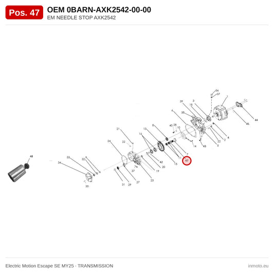 EM NEEDLE STOP AXK2542 – Electric Motion Escape SE MY25 exploded view, transmission, pos. 47