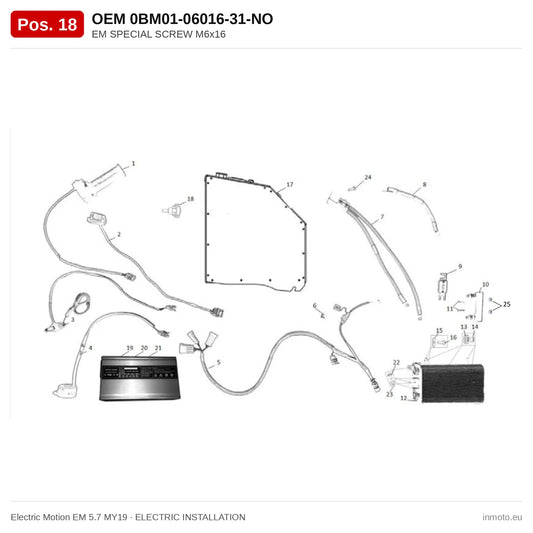 EM SPECIAL SCREW M6x16 – Electric Motion EM 5.7 MY19 exploded view, electric installation, pos. 18