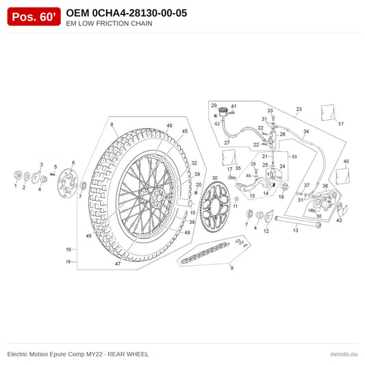 EM LOW FRICTION CHAIN – Electric Motion Epure Comp MY22 exploded view, rear wheel, pos. 60'