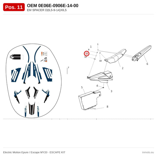 EM SPACER D(6,5-9-14)X6,5 – Electric Motion Epure / Escape MY20 exploded view, escape kit, pos. 11