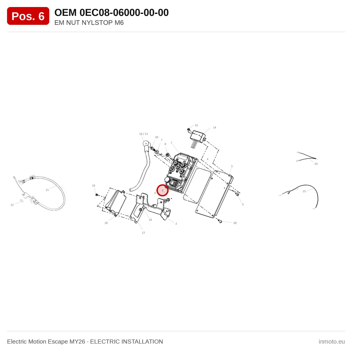 EM NUT NYLSTOP M6 – Electric Motion Escape MY26 exploded view, electric installation, pos. 6