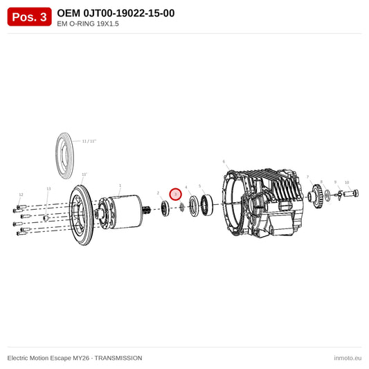 EM O-RING 19X1.5 – Electric Motion Escape MY26 exploded view, transmission, pos. 3