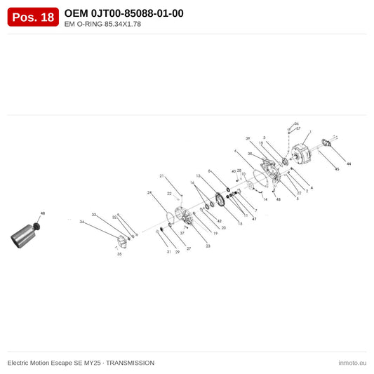 EM O-RING 85.34X1.78 – Electric Motion Escape SE MY25 exploded view, transmission, pos. 18