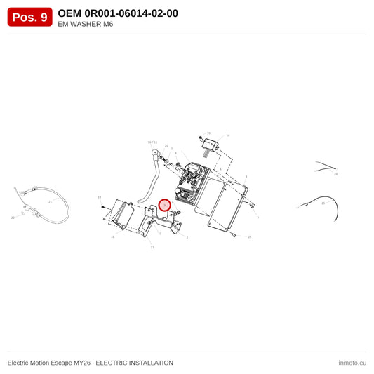 EM WASHER M6 – Electric Motion Escape MY26 exploded view, electric installation, pos. 9