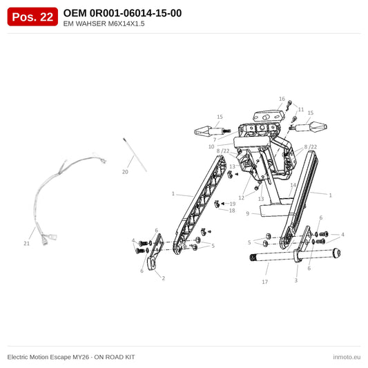 EM WAHSER M6X14X1.5 – Electric Motion Escape MY26 exploded view, on road kit, pos. 22