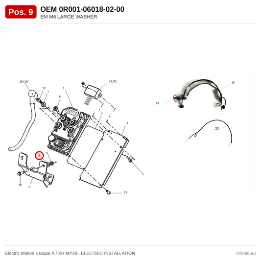 EM M6 LARGE WASHER – Electric Motion Escape X / XR MY26 exploded view, electric installation, pos. 9