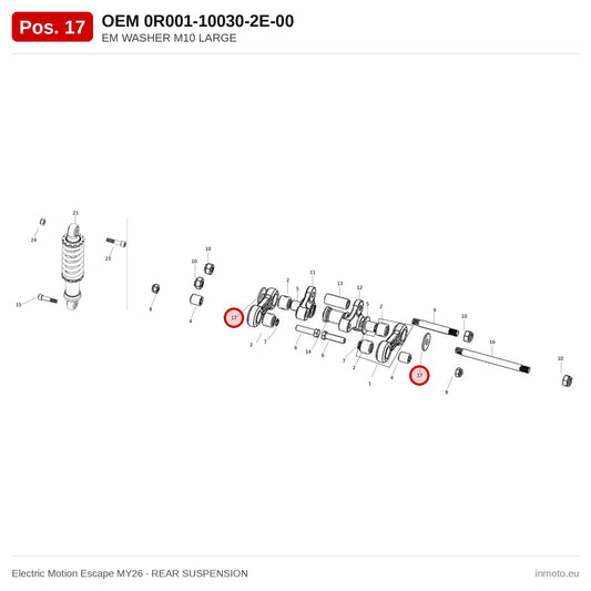 EM WASHER M10 LARGE – Electric Motion Escape MY26 exploded view, rear suspension, pos. 17