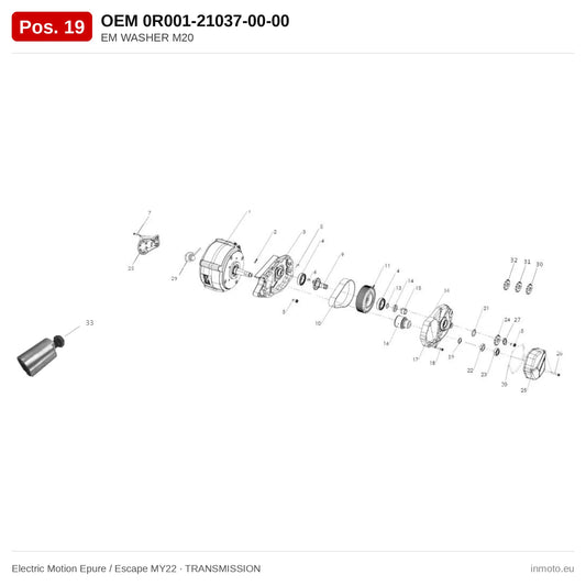 EM WASHER M20 – Electric Motion Epure / Escape MY22 exploded view, transmission, pos. 19