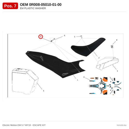 EM PLASTIC WASHER – Electric Motion EM 5.7 MY19 exploded view, escape kit, pos. 7