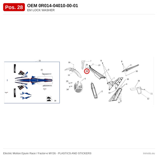 EM LOCK WASHER – Electric Motion Epure Race / Factor-e MY26 exploded view, plastics and stickers, pos. 28