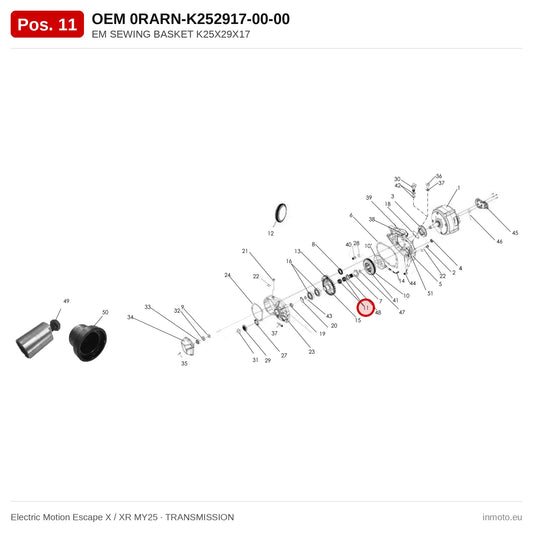 EM SEWING BASKET K25X29X17 – Electric Motion Escape X / XR MY25 exploded view, transmission, pos. 11