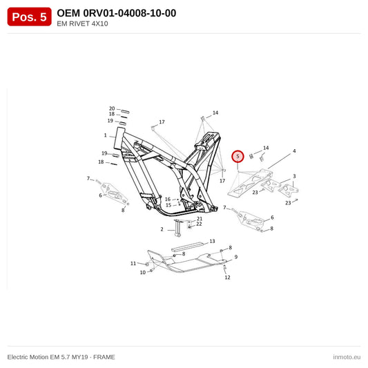 EM RIVET 4X10 – Electric Motion EM 5.7 MY19 exploded view, frame, pos. 5