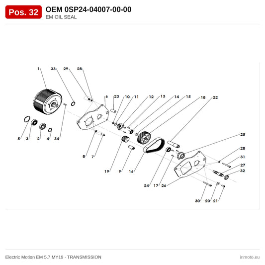 EM OIL SEAL – Electric Motion EM 5.7 MY19 exploded view, transmission, pos. 32