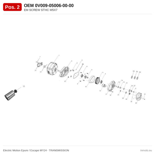 EM SCREW STHC M5X7 – Electric Motion Epure / Escape MY24 exploded view, transmission, pos. 2