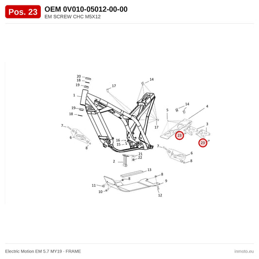 EM SCREW CHC M5X12 – Electric Motion EM 5.7 MY19 exploded view, frame, pos. 23