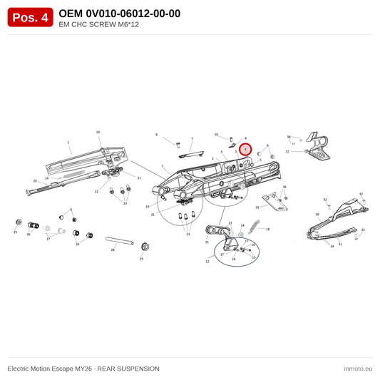 EM CHC SCREW M6*12 – Electric Motion Escape MY26 exploded view, rear suspension, pos. 4
