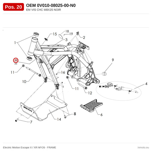 EM VIS CHC M8X25 NOIR – Electric Motion Escape X / XR MY26 exploded view, frame, pos. 20