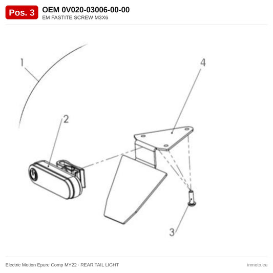 EM FASTITE SCREW M3X6 – Electric Motion Epure Comp MY22 exploded view, rear tail light, pos. 3
