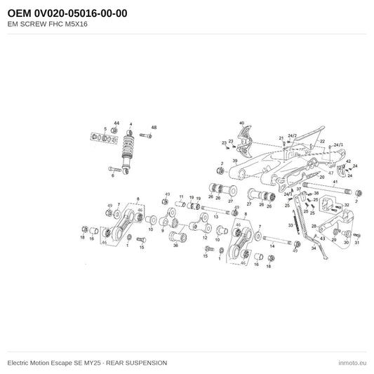 EM SCREW FHC M5X16 – Electric Motion Escape SE MY25 exploded view, rear suspension