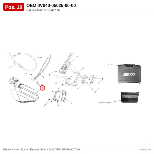EM SCREW BHC M5X25 – Electric Motion Epure / Escape MY24 exploded view, electric installation, pos. 19