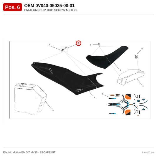 EM ALUMINIUM BHC SCREW M5 X 25 – Electric Motion EM 5.7 MY19 exploded view, escape kit, pos. 6