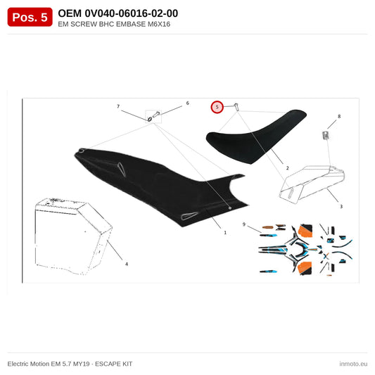 EM SCREW BHC EMBASE M6X16 – Electric Motion EM 5.7 MY19 exploded view, escape kit, pos. 5