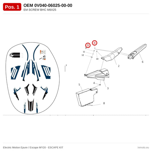 EM SCREW BHC M6X25 – Electric Motion Epure / Escape MY20 exploded view, escape kit, pos. 1