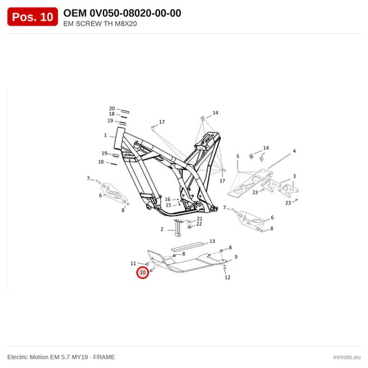 EM SCREW TH M8X20 – Electric Motion EM 5.7 MY19 exploded view, frame, pos. 10
