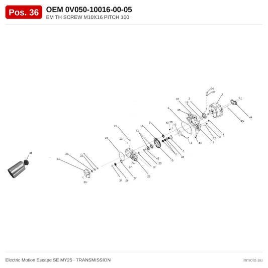 EM TH SCREW M10X16 PITCH 100 – Electric Motion Escape SE MY25 exploded view, transmission, pos. 36