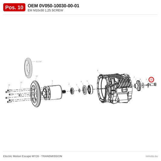 EM M10x30 1,25 SCREW – Electric Motion Escape MY26 exploded view, transmission, pos. 10