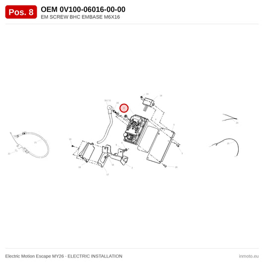 EM SCREW BHC EMBASE M6X16 – Electric Motion Escape MY26 exploded view, electric installation, pos. 8