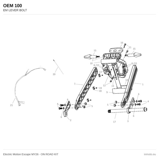 EM LEVER BOLT – Electric Motion Escape MY26 exploded view, on road kit
