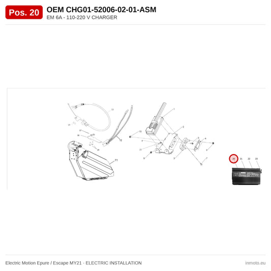 EM 6A - 110-220 V CHARGER – Electric Motion Epure / Escape MY21 exploded view, electric installation, pos. 20