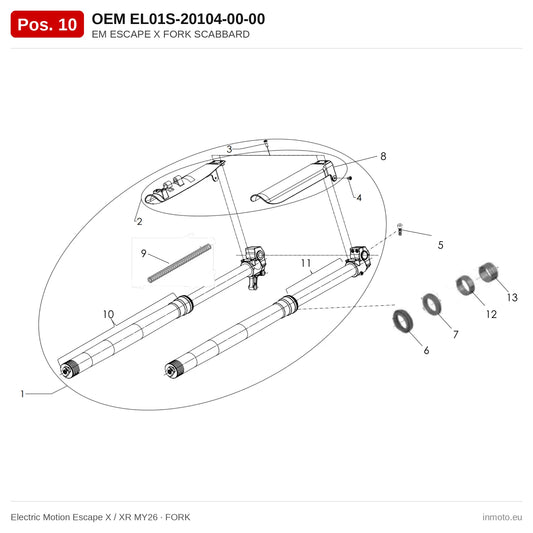 EM ESCAPE X FORK SCABBARD – Electric Motion Escape X / XR MY26 exploded view, fork, pos. 10