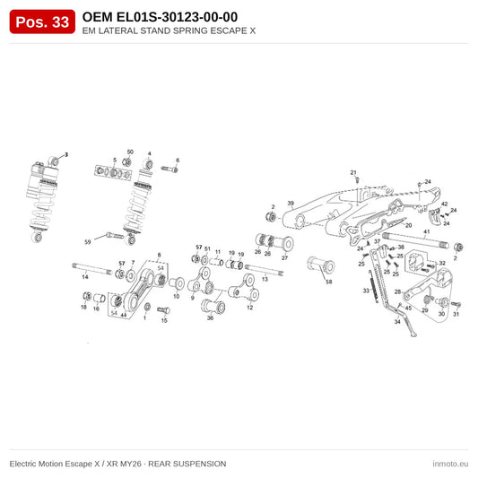 EM LATERAL STAND SPRING ESCAPE X – Electric Motion Escape X / XR MY26 exploded view, rear suspension, pos. 33