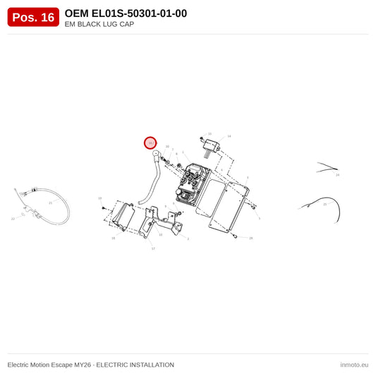 EM BLACK LUG CAP – Electric Motion Escape MY26 exploded view, electric installation, pos. 16
