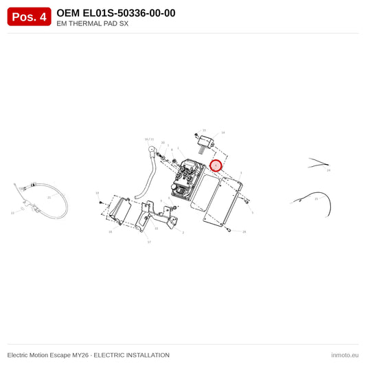 EM THERMAL PAD SX – Electric Motion Escape MY26 exploded view, electric installation, pos. 4