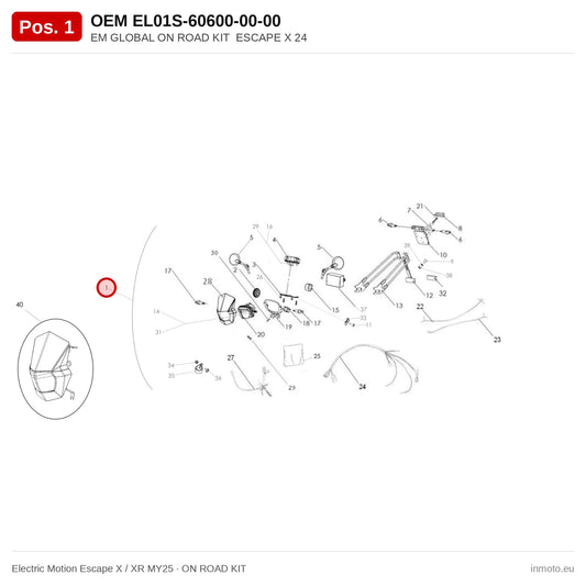 EM GLOBAL ON ROAD KIT  ESCAPE X 24 – Electric Motion Escape X / XR MY25 exploded view, on road kit, pos. 1