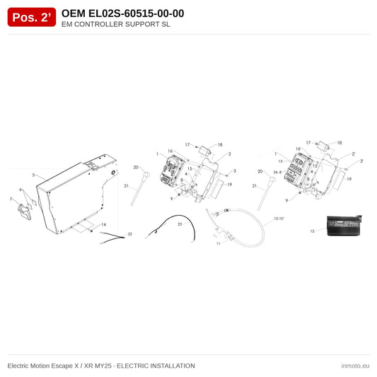 EM CONTROLLER SUPPORT SL – Electric Motion Escape X / XR MY25 exploded view, electric installation, pos. 2'