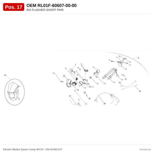 EM FLASHER SHORT PAIR – Electric Motion Epure Comp MY24 exploded view, on road kit, pos. 17