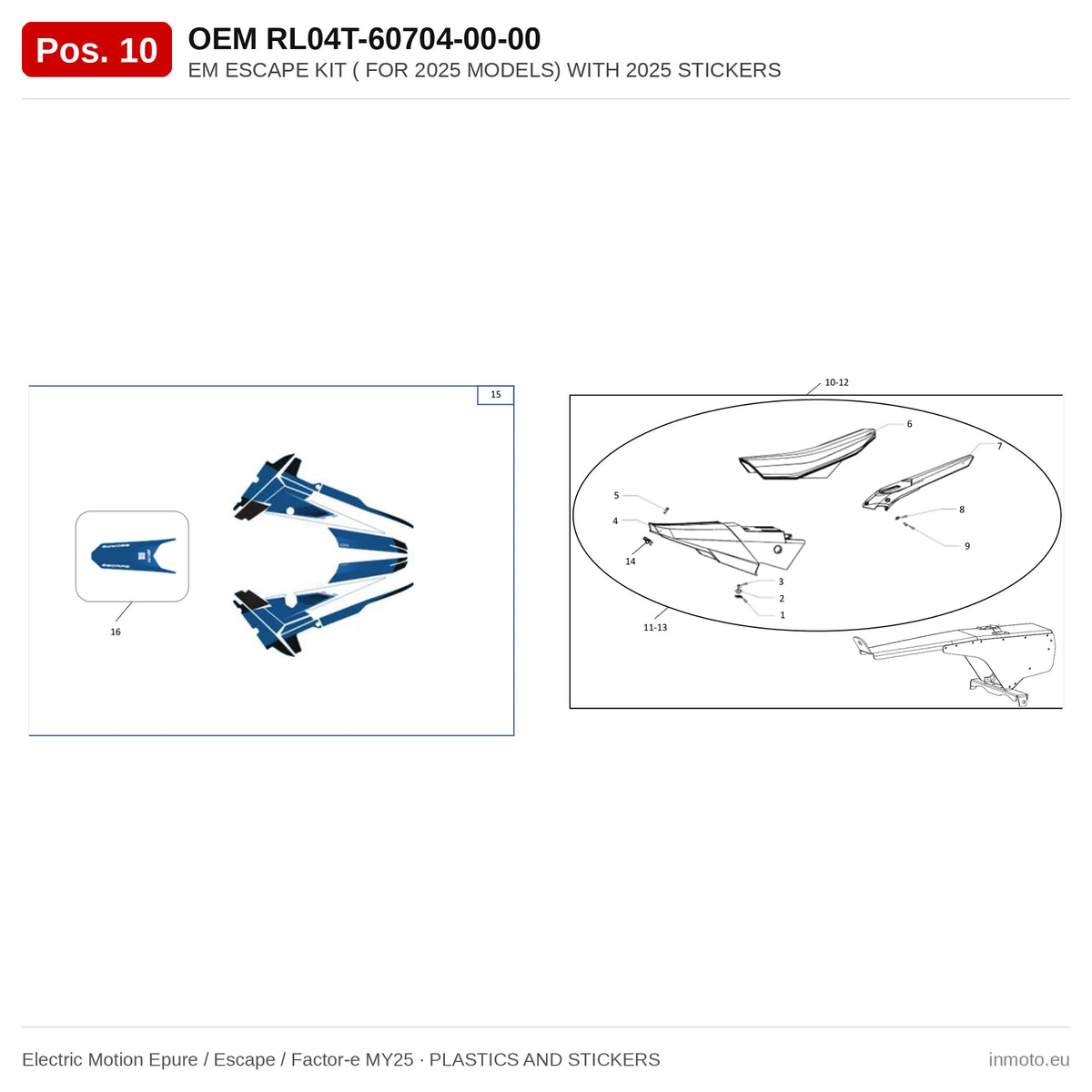 EM ESCAPE KIT ( FOR 2025 MODELS) WITH 2025 STICKERS – Electric Motion Epure / Escape / Factor-e MY25 exploded view, plastics and stickers, pos. 10