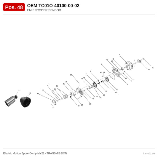 EM ENCODER SENSOR – Electric Motion Epure Comp MY22 exploded view, transmission, pos. 48
