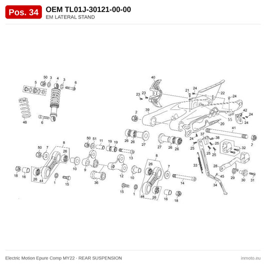EM LATERAL STAND – Electric Motion Epure Comp MY22 exploded view, rear suspension, pos. 34