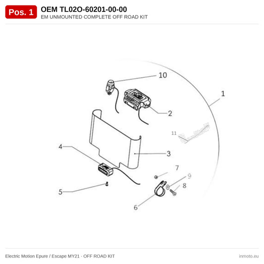 EM UNMOUNTED COMPLETE OFF ROAD KIT – Electric Motion Epure / Escape MY21 exploded view, off road kit, pos. 1